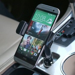 Car Mount Holder with USB Charger (Short Black)